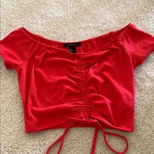 NWOT Forever21 Red Scrunch Crop Top